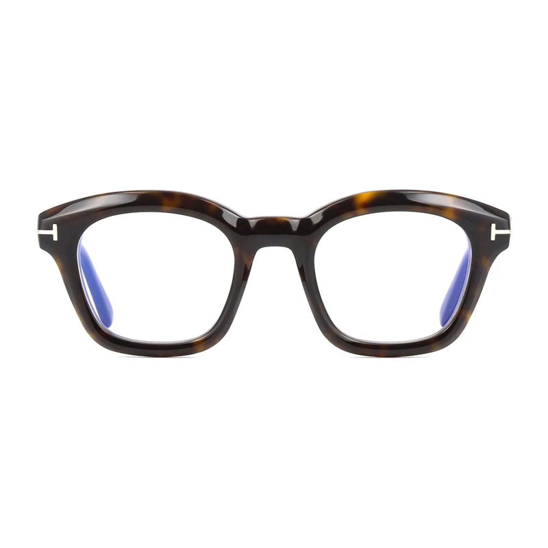 Tom Ford Eyeglasses Oval Full Rim, Shiny Black Frame and Clear Blue Light Block Lens FT5961-B001
