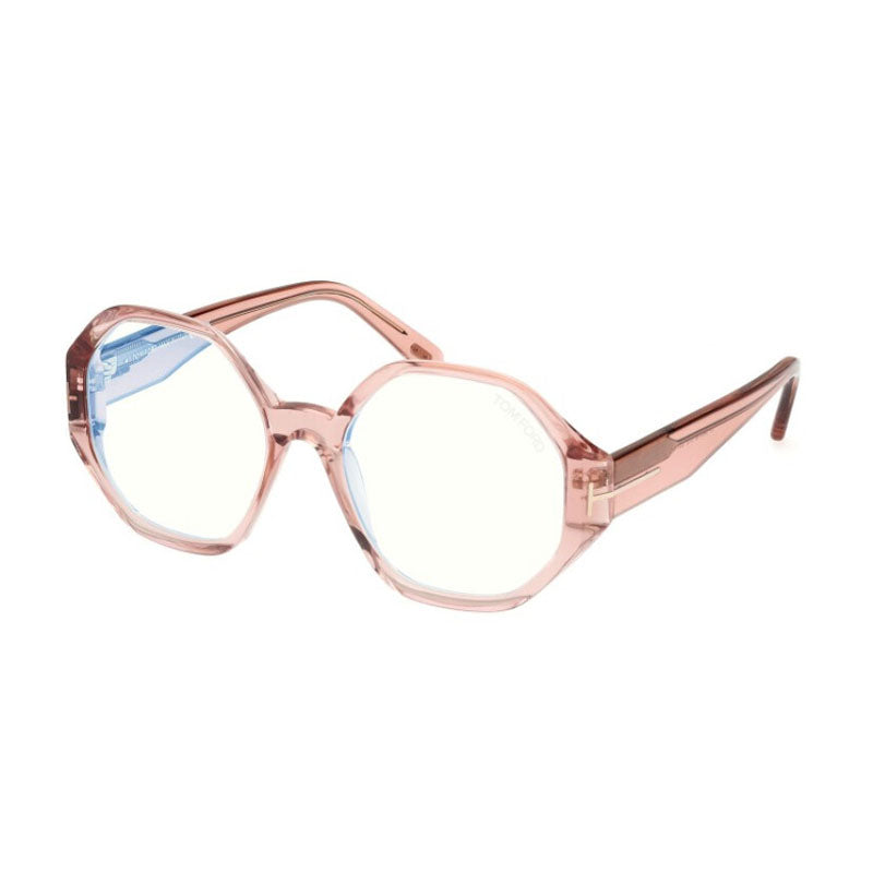 Tom Ford Eyeglasses Geometric Full Rim, Shiny Black Frame and Clear Blue Light Block Lens FT5967-B001