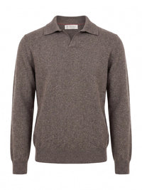 Brunello Cucinelli Men Mouliné Cashmere Knit Polo