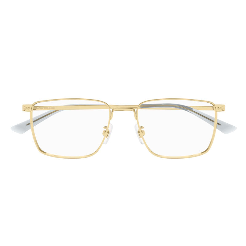 Montblanc Eyeglasses Square Full Rim, Gold Frame and Clear Demo Lens Lens MB0308O001