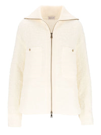 Moncler Women Ivory Bouclé Cardigan