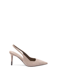 Brunello Cucinelli Women Suede Slingback Heels Whit Monili