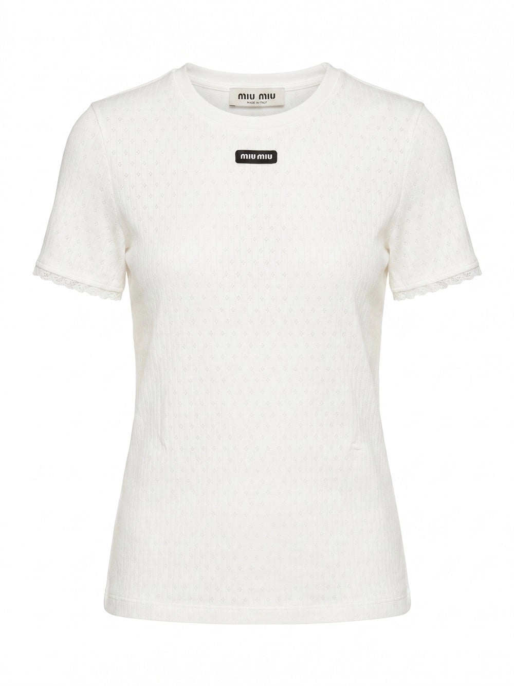 Miu miu Miu Miu Women Pointelle Lace-Trim T-Shirt