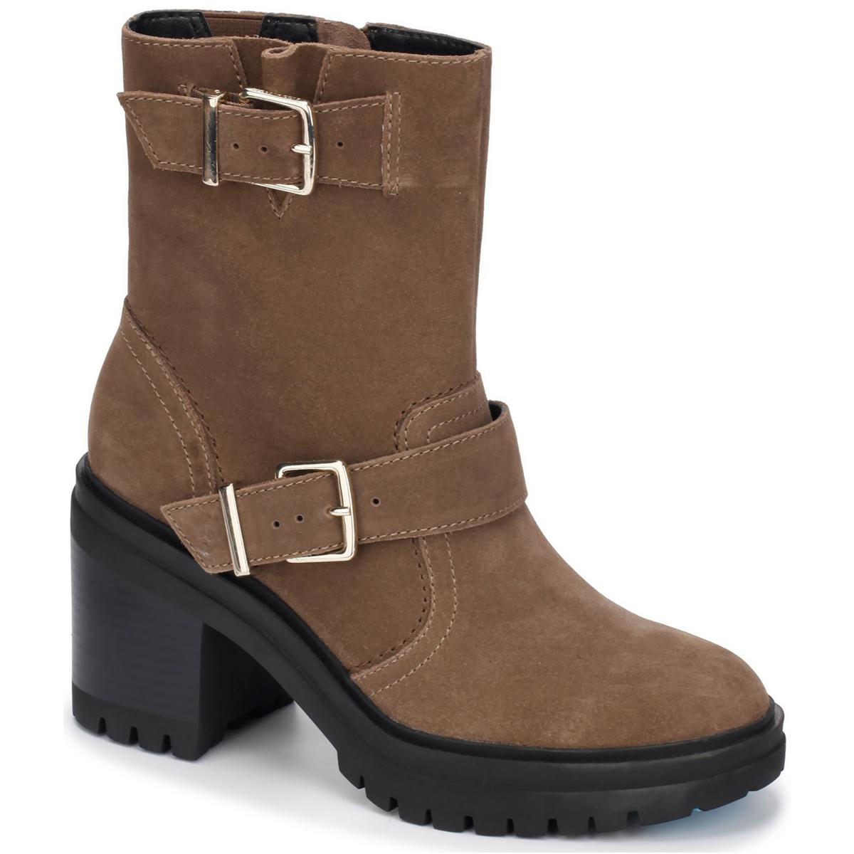RHODE HEEL BUCKLE Womens FAUX LEATHER CASUAL Ankle Boots