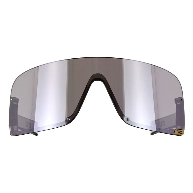 Gucci Sunglasses Shield Semi Rim, Transparent Light Grey Frame and Multilayer Silver Mirror Lens GG1637S002