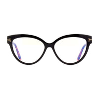 Tom Ford Eyeglasses Cat Eye Full Rim, Black/Havana Frame and Clear Blue Light Block Lens FT5673-B005