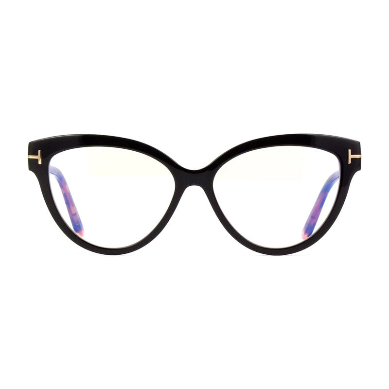Tom Ford Eyeglasses Cat Eye Full Rim, Black/Havana Frame and Clear Blue Light Block Lens FT5673-B005