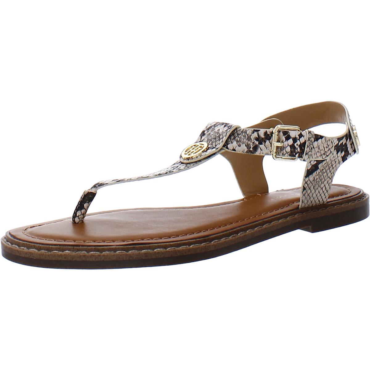 Bennia Womens Embellished Faux Leather Thong Sandals