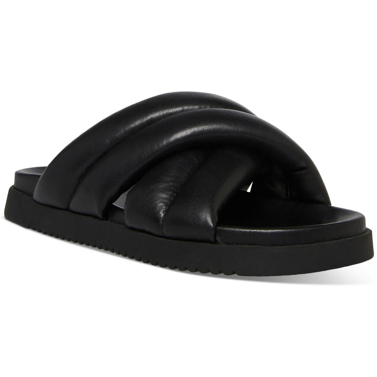 Motte Womens Faux Leather Slip On Slide Sandals