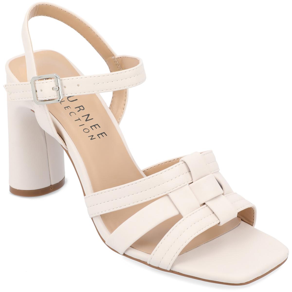 Womens Cut-Out Faux Leather Ankle Strap Off White