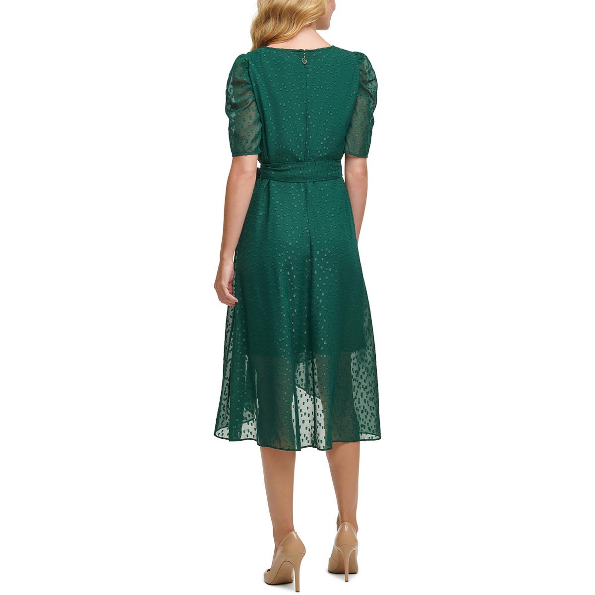Womens Surplice Chiffon Midi Dress
