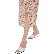Womens Floral Mid-Calf Midi Dress