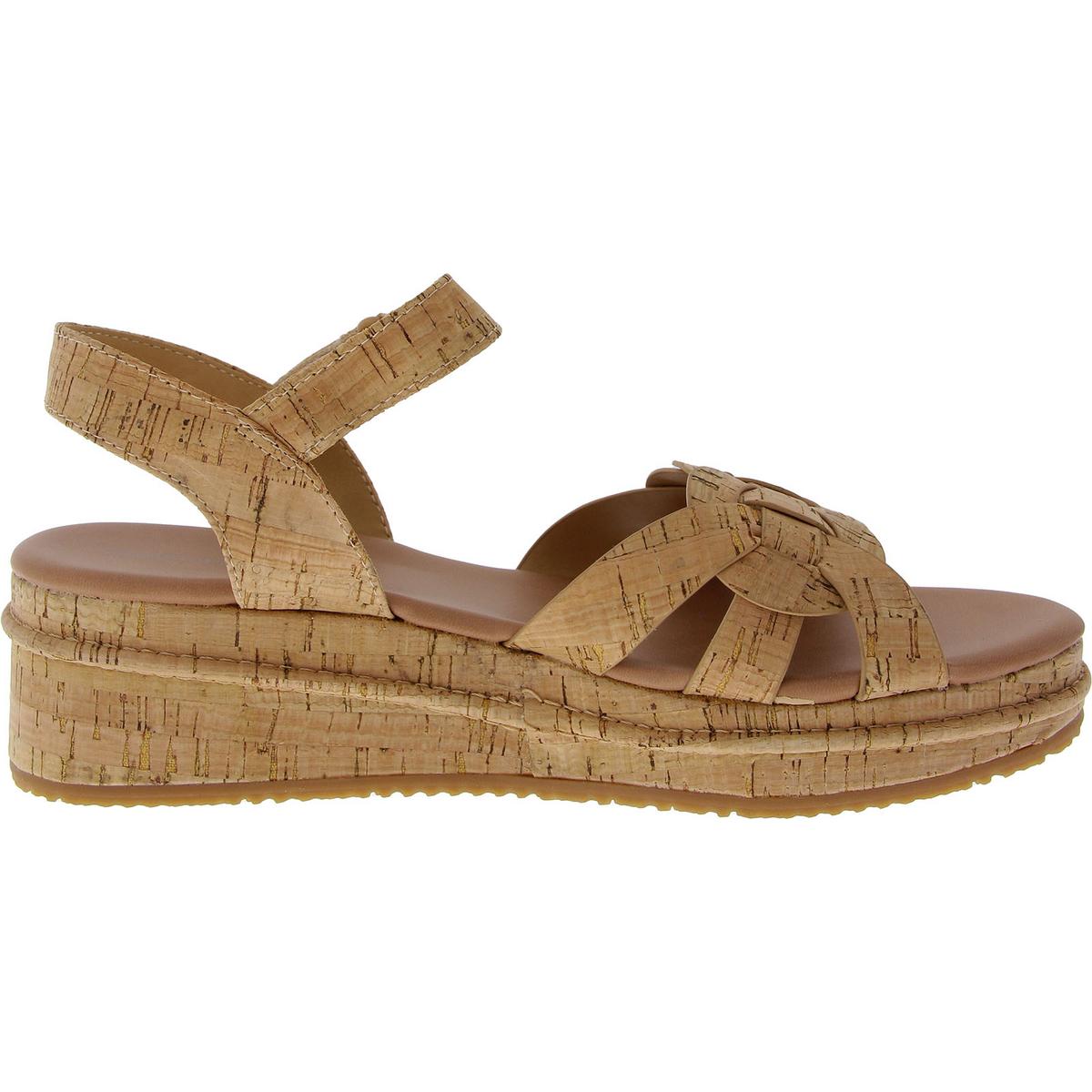 Lena Womens Cork Faux Leather Ankle Strap