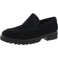 GENEVA LOAFER Womens Laceless Suede Loafers 8 Medium Black Suede