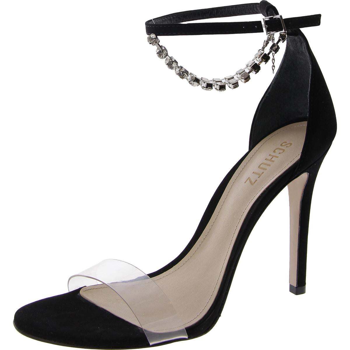 Lah Womens Leather Ankle Strap Heels
