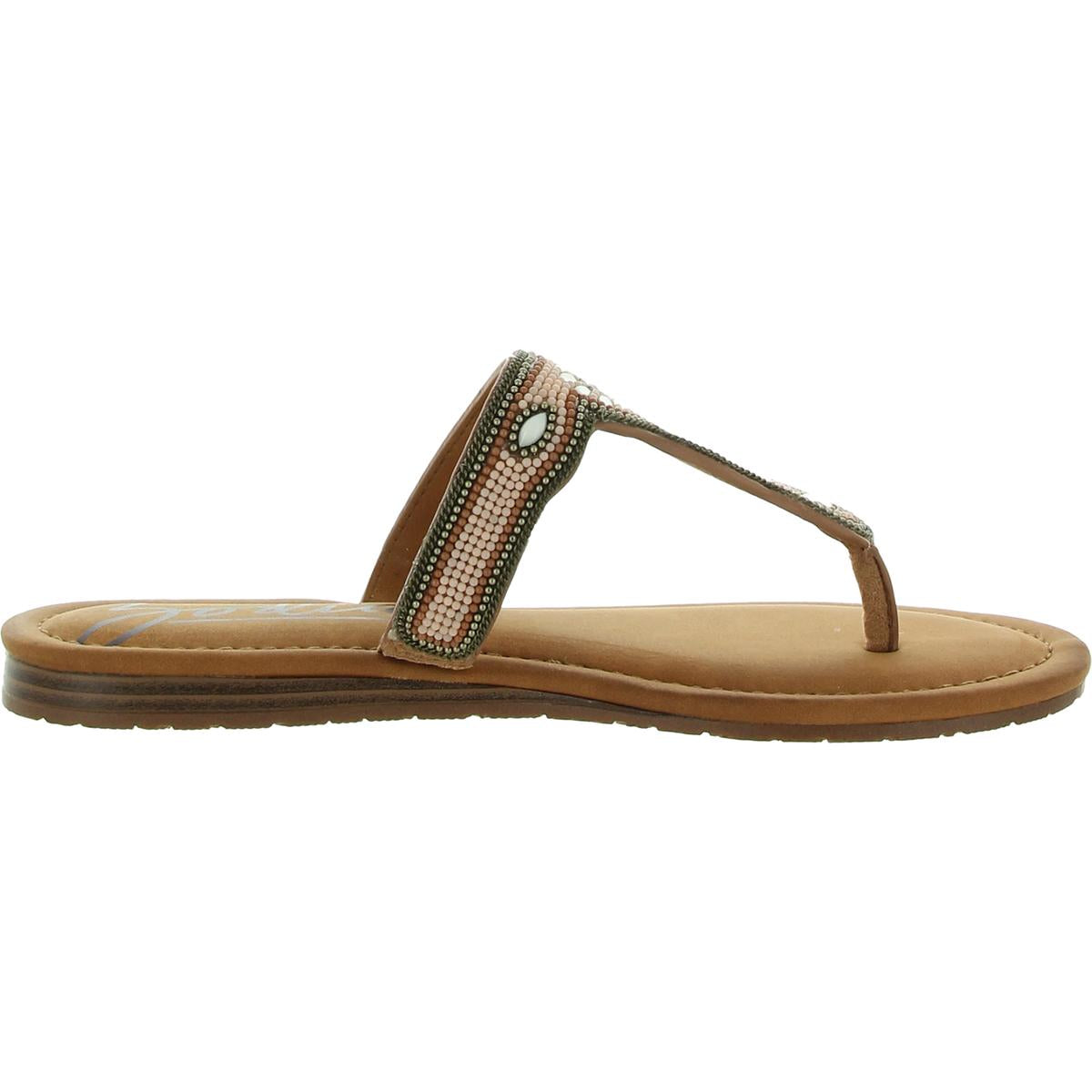 Yves Womens Faux Leather Flip-Flop T-Strap Sandals