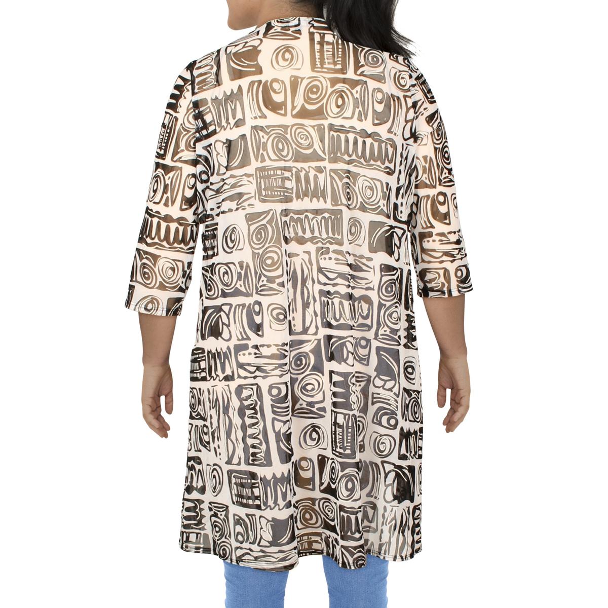 Womens Mesh Printed Duster Blazer