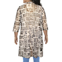 Womens Mesh Printed Duster Blazer