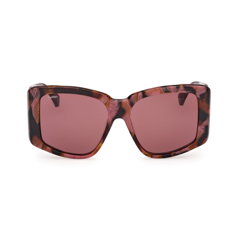 Max Mara Max Mara Sunglasses Square Full Rim, Coloured Havana Frame and Bordeaux Lens MM009855S
