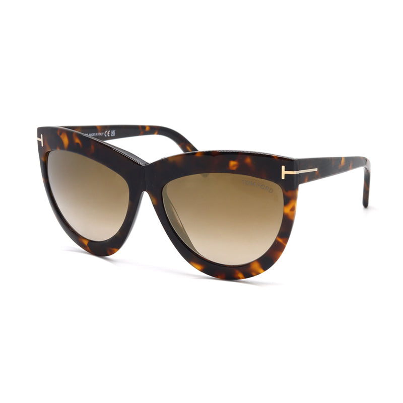 Tom Ford Tom Ford Sunglasses Cat Eye Full Rim, Blonde Havana Frame and Brown Mirror Lens FT111253G
