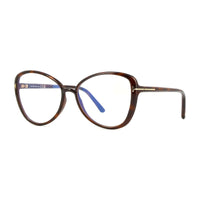Tom Ford Eyeglasses Butterfly Full Rim, Shiny Black Frame and Clear Blue Light Block Lens FT5907-B001