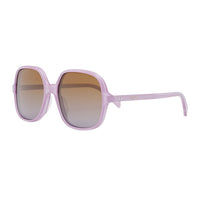 Celine Square Full Rim, with a Shiny Opal Lilac frame and Brown Gradient lens. Purple