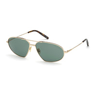 Tom Ford Tom Ford Sunglasses Rectangle Full Rim, Shiny Rose Gold Frame and Green Lens FT077128N