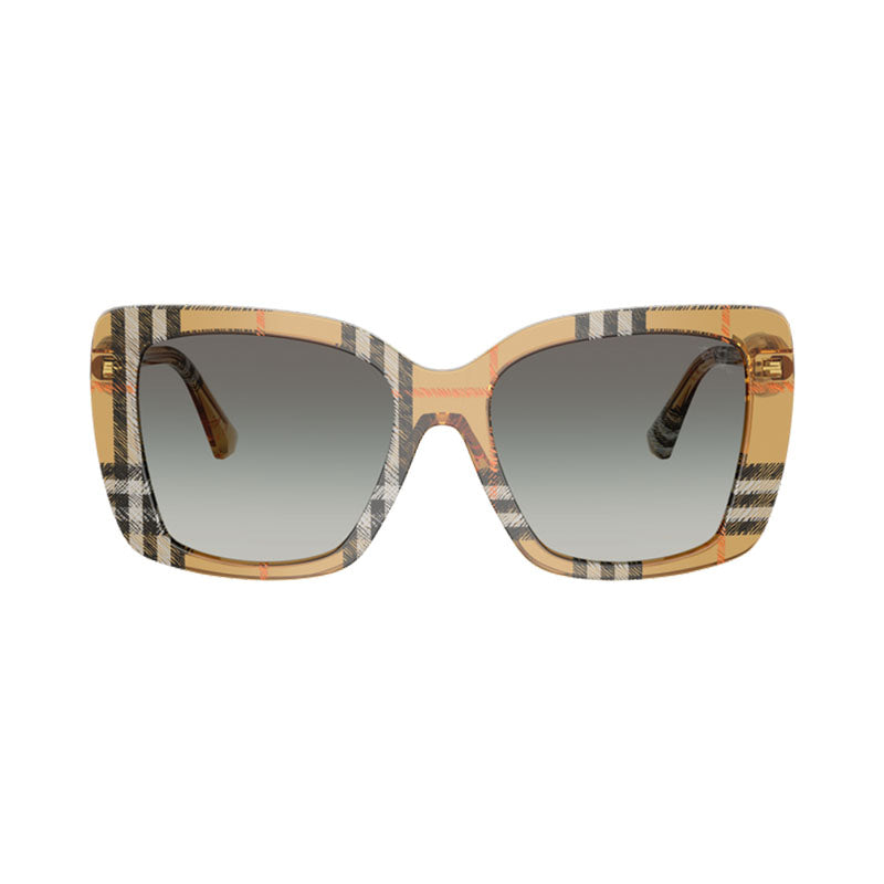Burberry Sunglasses Square Full Rim, Check Sand/Brown Frame and Dark Grey Gradient Lens BE4456416311
