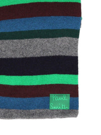 Paul Smith Paul Smith Men Green Striped Lambswool Scarf