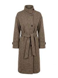 Brunello Cucinelli Women Sparkling Chevron Coat Whit Belt