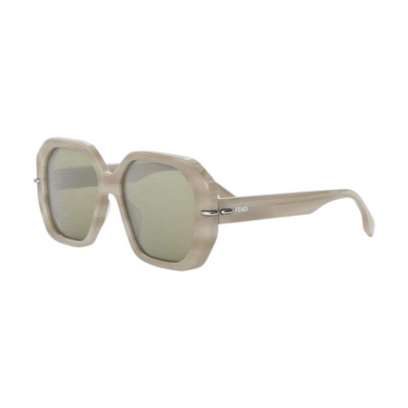 Fendi Fendi Sunglasses Square Full Rim, Shiny Brown Frame and Brown Silver Mirror Lens FE40173I60Q