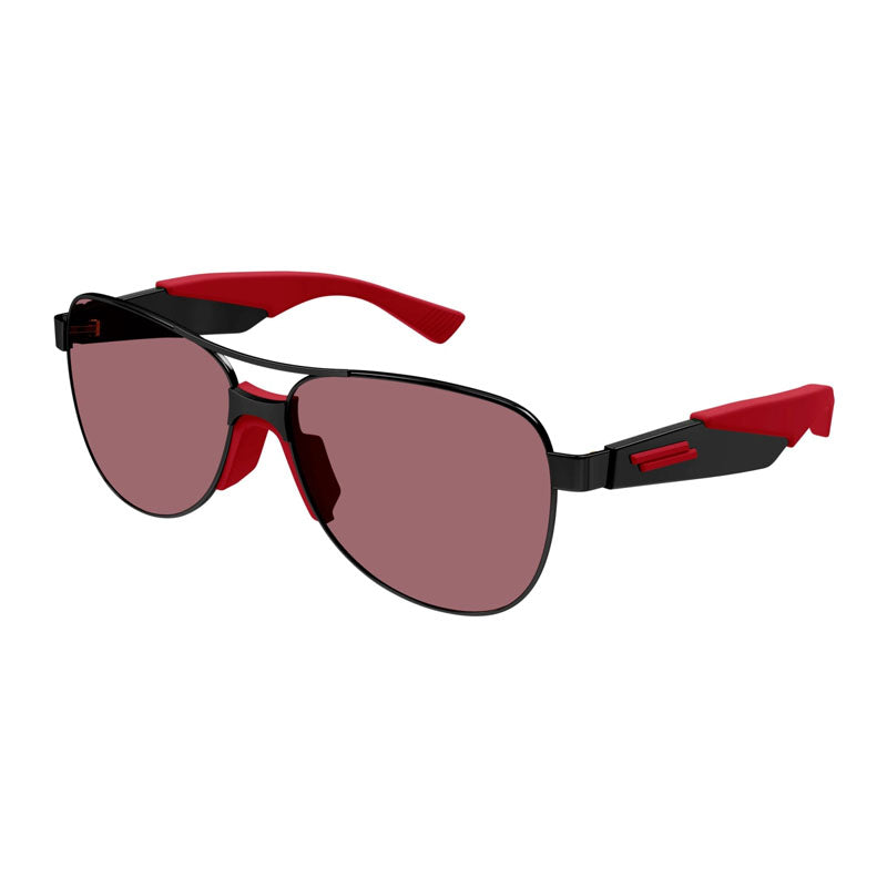 Bottega Veneta Sunglasses Aviator Full Rim, Black/Red Frame and Red Lens BV1231S004