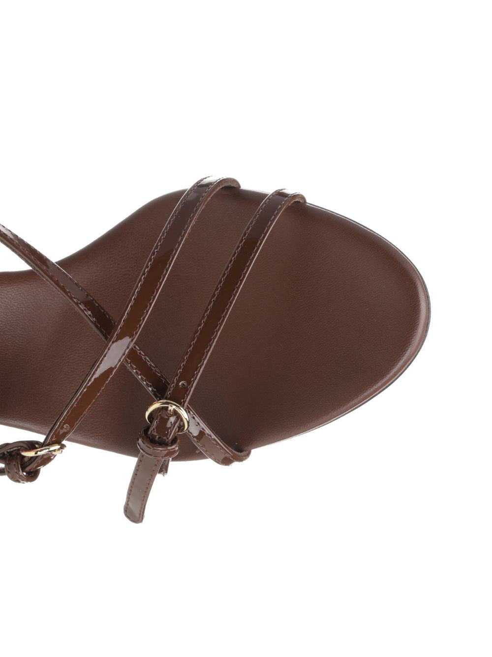 Miu Miu Women Patent Leather Sandals With Mini Buckles