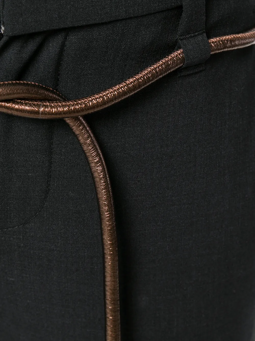 Brunello Cucinelli Smooth Fabric Cropped Tapered Trousers with Drawstring Belt
