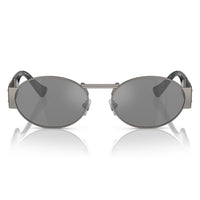 Versace Versace Sunglasses Oval Full Rim, Matte Gunmetal Frame and Grey Mirrored Silver Lens VE226410016G