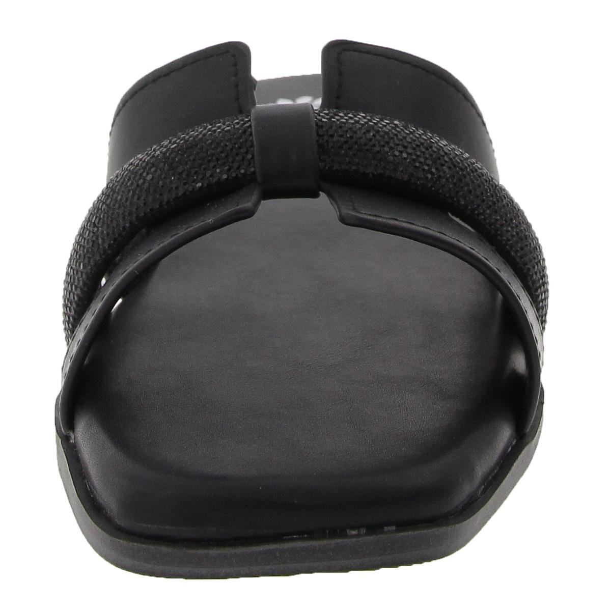 Kerria Womens Cut-Out Faux Leather Slide Sandals