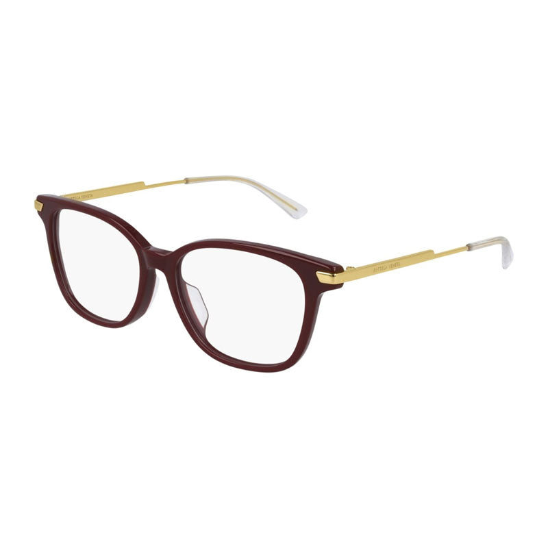 Bottega Veneta Eyeglasses Square Full Rim, Havana/Gold Frame and Clear Demo Lenses Lens BV1074OA002