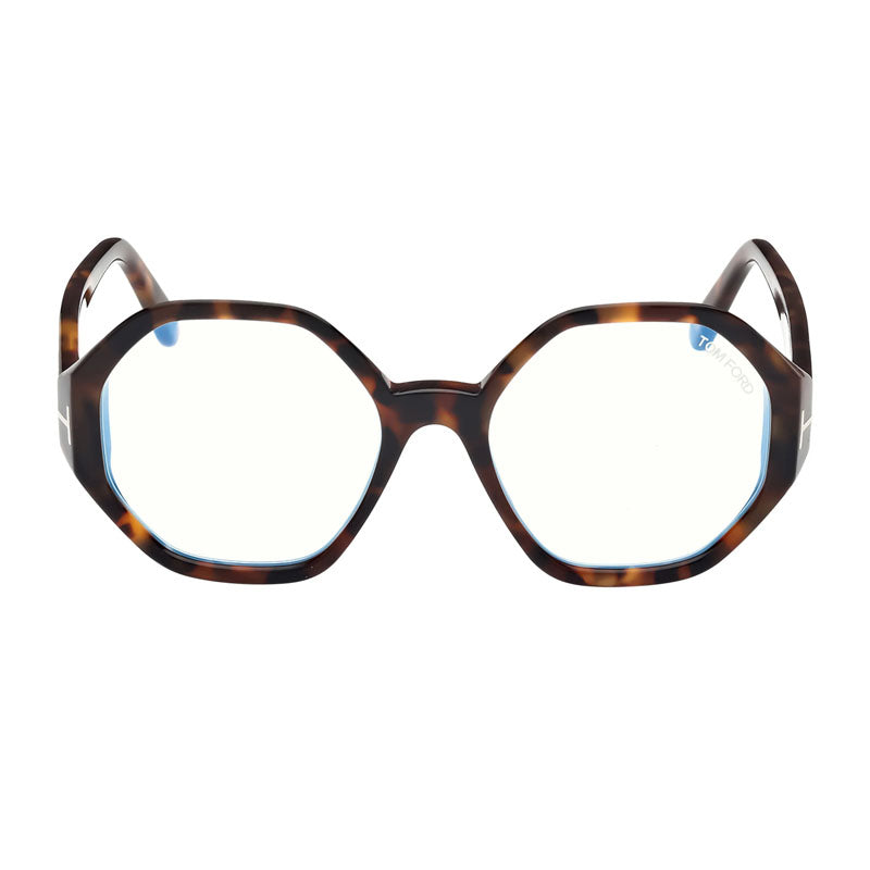 Tom Ford Eyeglasses Geometric Full Rim, Shiny Black Frame and Clear Blue Light Block Lens FT5967-B001