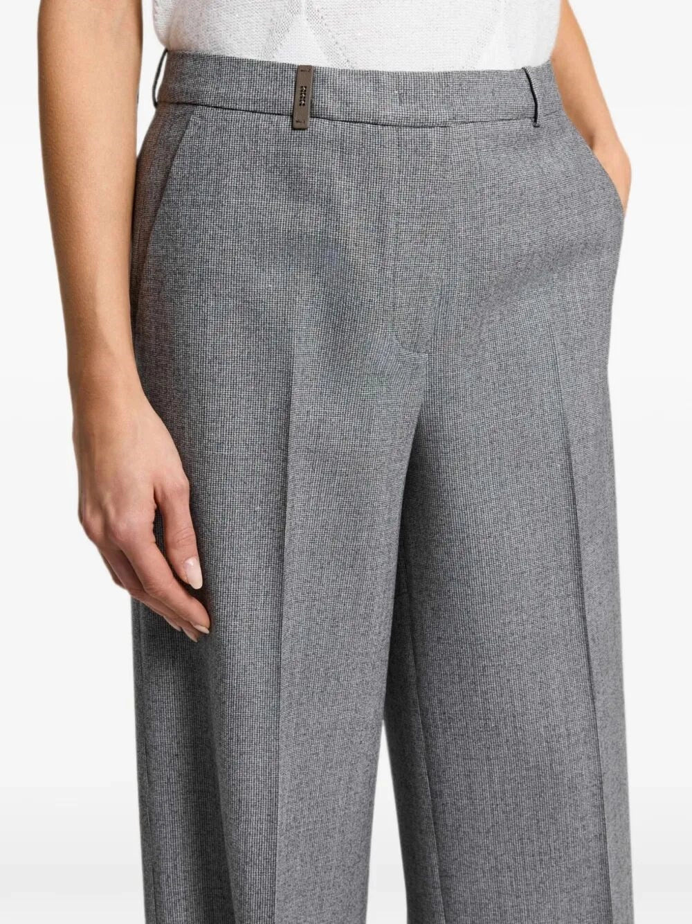 Peserico Women Micro Houndstooth Palazzo Pants With Lurex