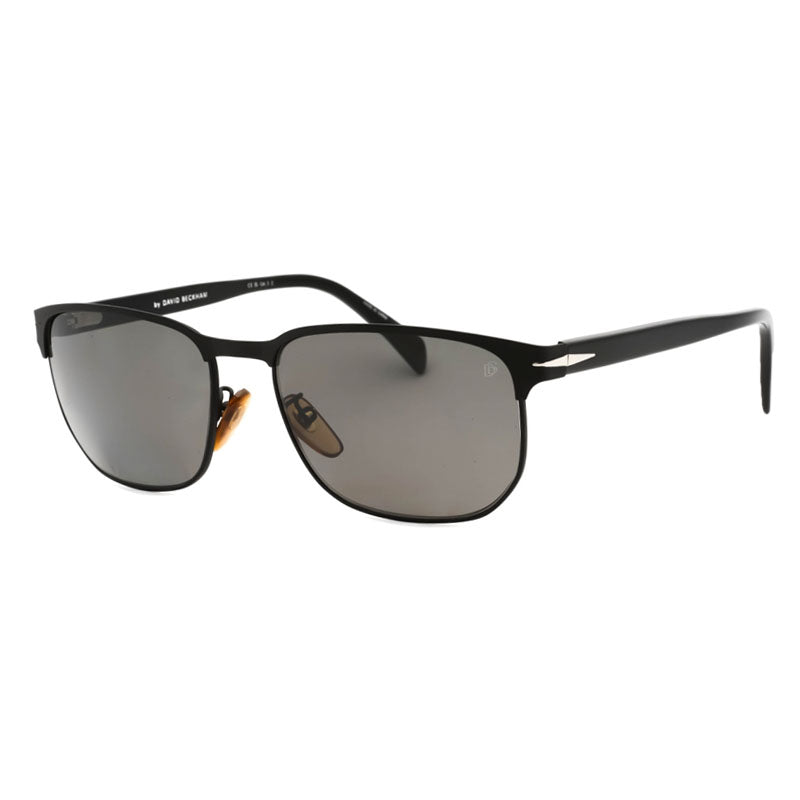 David Beckham Sunglasses Square Full Rim, Matte Black Silver Frame and Grey Polarized Lens DB1131/S0124M9