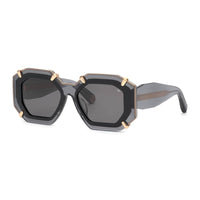 Philipp Plein Sunglasses Geometric Full Rim, Shiny Transparent Grey Frame and Grey Lens SPP098V0819