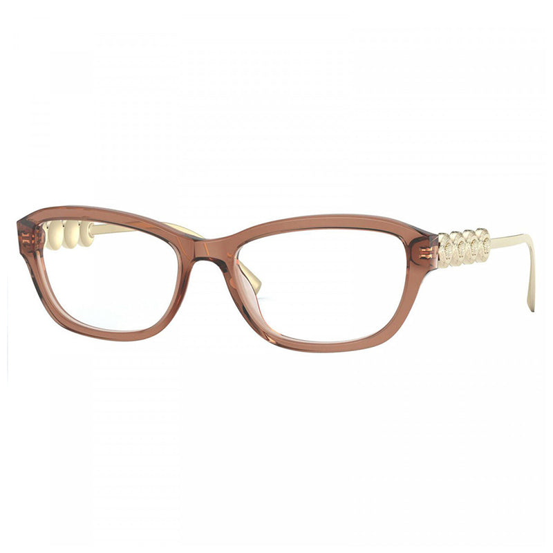 Versace Versace Eyeglasses Rectangle Full Rim, Brown Frame and Clear Demo Lenses Lens VE32795325
