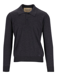 Valentino Garavani Men Wool Knit Polo Shirt