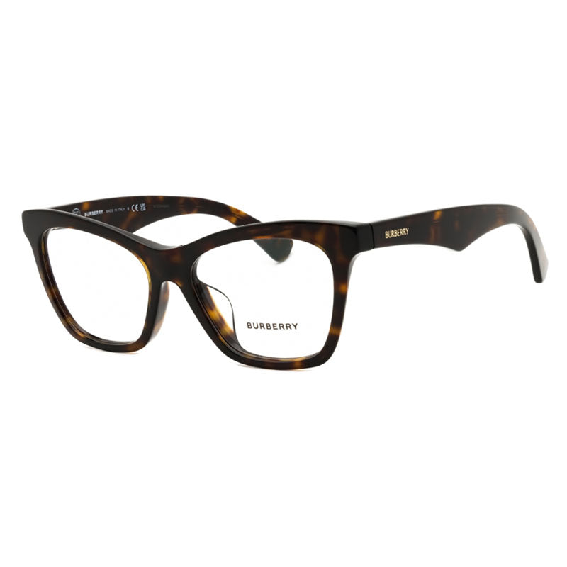 Burberry Eyeglasses Cat Eye Full Rim, Yellow Havana Frame and Clear Demo Lenses Lens BE2416F3002