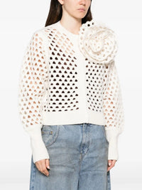 Blumarine Blumarine Women Openwork Wool Cardigan With 3D Rose