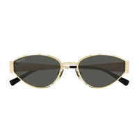 Gucci Sunglasses Oval Full Rim, Gold Frame and Grey Lens GG1853S001