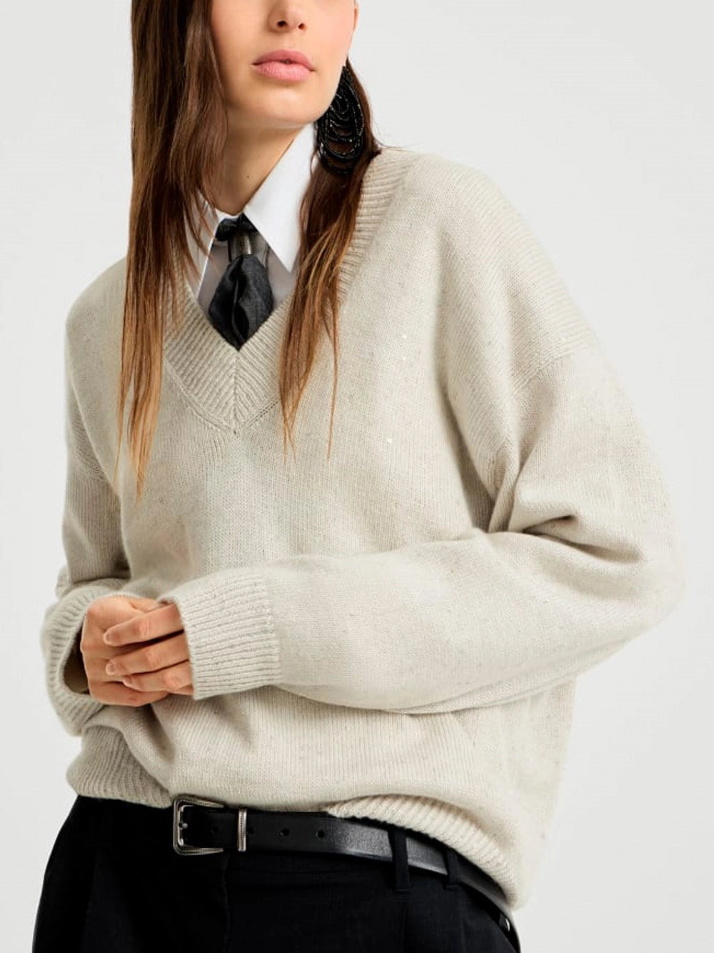 Brunello cucinelli Brunello Cucinelli Women Cashmere And Silk Diamond Yarn Sweater