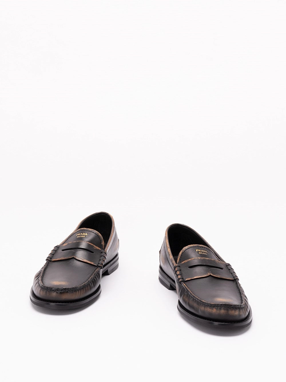 Prada Prada Men Antiqued Leather Loafers