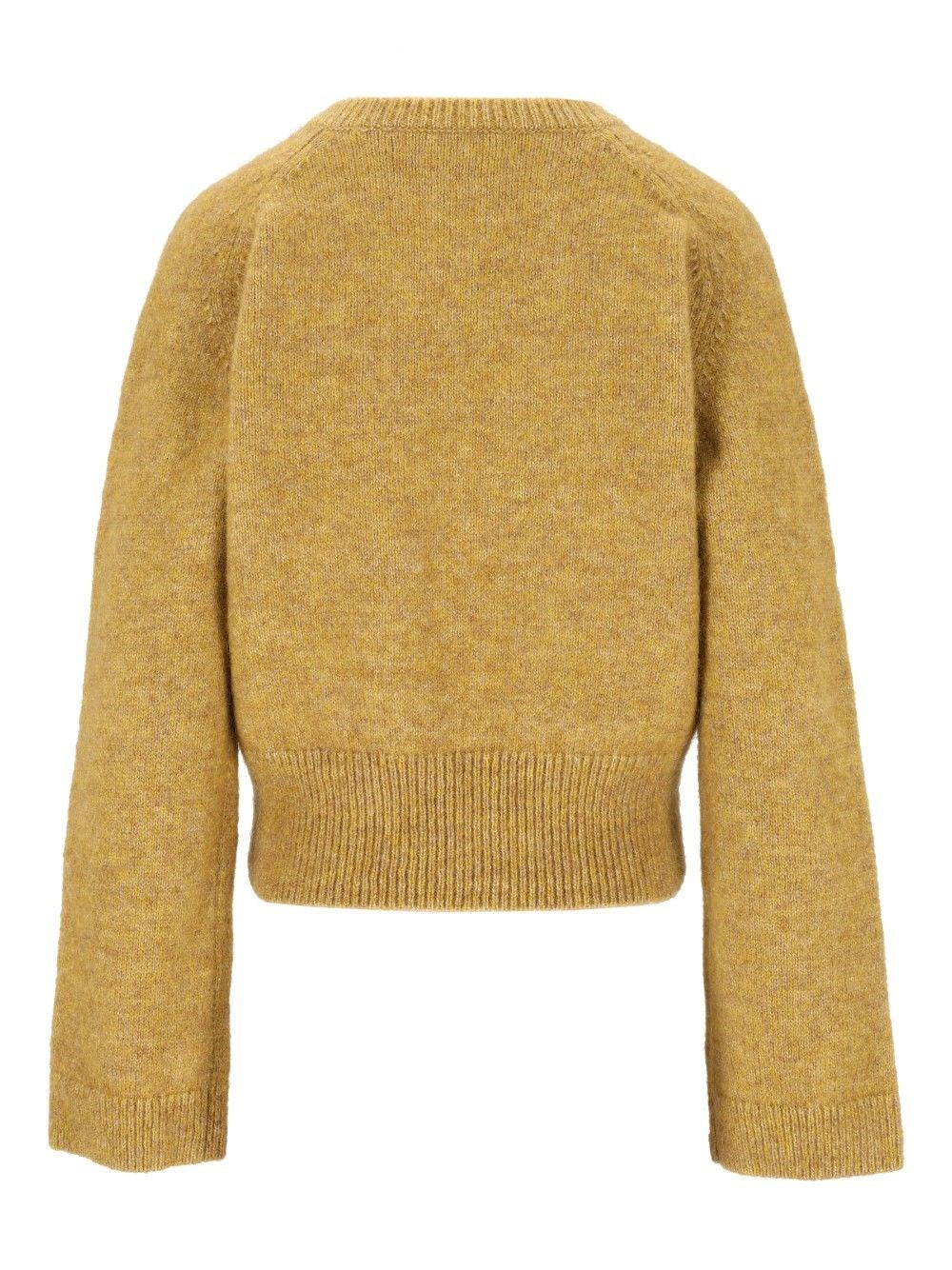 Ganni Women Melange Mohair Deep V-Neck