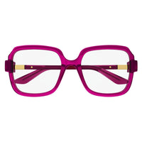 Gucci Eyeglasses Square Full Rim, Transparent Dark Cyclamen Frame and Clear Demo Lenses Lens GG1433O003